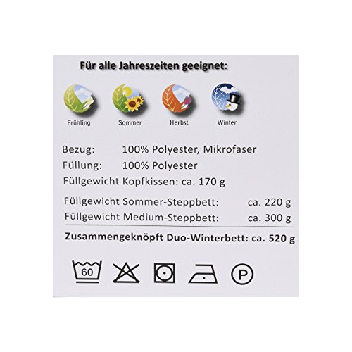 Premium 4-Jahreszeiten Steppbett Kinder Bettdecke | Mikrofaser Baby-Steppdecke 100 x 135 cm im Set mit 1x Kopfkissen 40 x 60 cm - 3