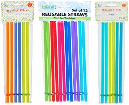 Set of 24 Blue Green Red Color Replacement Acrylic Straw for Acrylic Tumbler 16 oz