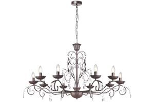 HOME SWEET HOME COLLECTION Home Sweet Home Classico Lampadario Barrocco | 108/108/160cm | marrone | Lampadario a 10 luci in metallo | adatto per sorgente luminosa LED E14 |