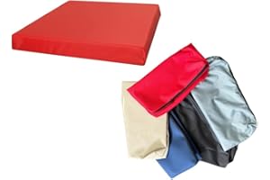 GOLDSTAR BEDDINGS Goldstar Replacement Waterproof Cushion Cover Only For Rattan Chair Sofa 4cm Thick Pad Outdoor Garden, 50 x 48 cm (20" x 19"), Red