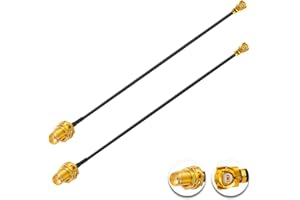 Vecys 2PCS U.F.L.1 do SMA żeński Niskostratny Kabel Koncentryczny 8"/20CM U.F.L.1 1.37mm Mini-koaksjalny Kabel Pigtail do Routerów Bezprzewodowych Mini PCIE Karty Sieciowe PCI Wi-Fi WAN Repeater