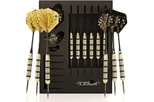 CC-Exquisite Ensemble de fléchettes professionnelles - 6 fléchettes à pointe en acier complète avec 12 ailettes et 12 tiges en aluminium - Configuration personnalisable, 12 joints toriques, outil,