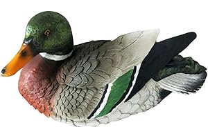 Winbst - Pato flotante de resina resistente a la intemperie (22 x 12 cm), diseño de cisne de pato salvaje realista para exteriores, jardín, estanque