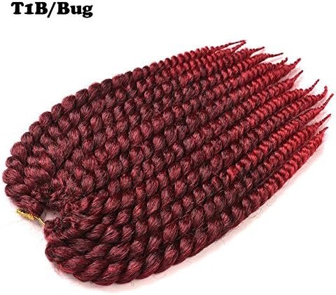 12" 12roots 80g/pack Havana Mambo Twist Ombre Synthetic Braiding Hair Crochet Braids Hair Best Quality Crochet Hair Extensions (12"(2pack), t1b/bug)