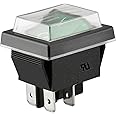 Heschen Rocker Switch ON-OFF DPST 4 Terminals Green Light 16A 250VAC With Waterproof Cover (1)