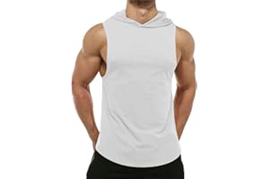 Cooleep Débardeur Homme Coton Tank Top Sport Tee Shirt sans Manche Homme Vetement Musculation à Capuche