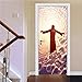 Produktbild qazwsx God Pray On The Sky White Clouds 3D Door Stickers Waterproof Wallpapers DIY Removable Wall Sticker for Living Room Bedroom 90x200cm