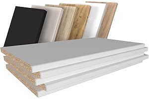 Euro Style Spanplatte nach Maß, maßgefertigt Arbeitstischplatte, Einlegeboden Regalboden Holzboden, Wunschmaß, 18mm, 7 Farben (weiß)