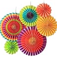 6 Bunte Papier-Fächer Als Deko – Für Gartenparty, Hochzeit, Sommerfest, Mit Aufhängeband