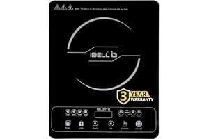 iBELL 20YO Induction Cooktop 2000 W Double/Single Coil Electric Stove with Full Touch Control, Auto Shut-Off & Overheat Protection, Crystal Glass Surface, 1+1 Year Warranty Black