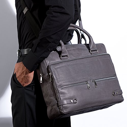 FEYNSINN Laptoptasche BETH – Umhängetasche groß fit für 15″ laptop, iPad – Schultertasche echt Leder - 6