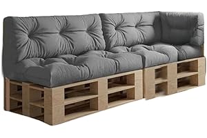 chilly pilley Coussin De Palette EU Imperméable Coussin De Jardin Imperméable Flocons De Mousse Plusieurs Tailles Et Couleurs (Set 5 ER. Argent)