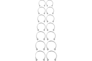 YOLEV 14PCS Surgical Steel Horseshoe Septum Nose Ring Hoop Set Piercing Jewellery，Horseshoe Rings Earring Eyebrow Earring Hoop Lip Horseshoe Piercing for Women Men(6/7/8/9/10/12/14mm)