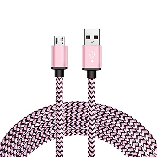 Micro USB Kabel Nylon, BeneStellar (3 Pack 3m) High Speed USB 2.0 A Male auf Micro B Synchronisations und Ladekabel für Android, Samsung, Huawei, HTC, Sony, Nexus, Xiaomi und mehr (Rosa 3m) - 2