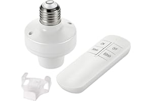 QIACHIP Portalampada E27 con Telecomando,433Mhz Lampada Presa wireless Base lampadina 110V 220V, Kit interruttore luce wireless con timer, Nessuna programmazione richiesta (solo RF)