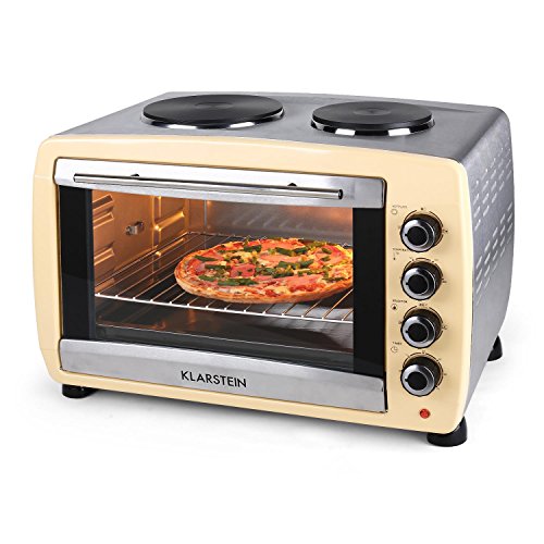 Klarstein Omnichef 45H 3 in 1 Backofen Miniofen mit 2 Kochplatten (Back- Koch- und Grillofen, 2000W, 45 Liter, Edelstahl) creme - 5