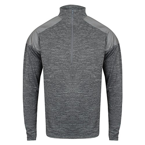 Tombo - Camiseta reflectante de manga larga con cremallera 1/4 para hombre (M/Gris piedra)