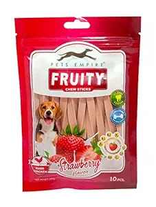 Pets Empire Fruity Chewy Sticks Pets Dental Stick Dog Treats Provides Health Benefits Strawberry Flavor Weight 120 GMS (FCS)