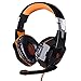 Produktbild lomalson Gaming Kopfhörer Headset mit Bass Stereo 3,5 mm Wired Ohrstöpsel mit geräuscheliminierendem Mikrofon Lautstärkeregler Atmen LED Licht für PC Gamer schwarz schwarz