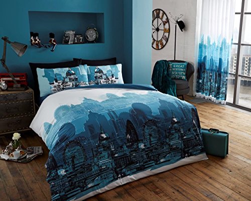 Think Louder Luxury Complete Set Bedding Duvet Quilt Cover Set Single Double & King Size London Teal King