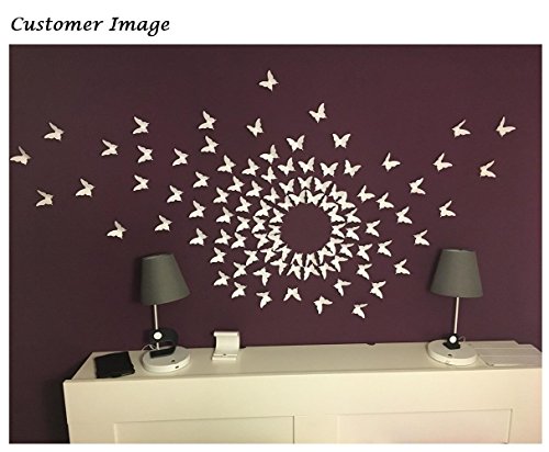 Luxbon 100er Set 3D Schmetterlinge Kinderzimmer Wandtattoo Wanddekoration Wandaufkleber Sticker zum Kleben Weiß - 5