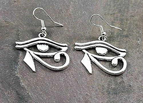 Ancient Sliver Egyptian Eye of Horus Earrings, Egyptian Eye Charm, Egyptian Charm, Egypt Earrings