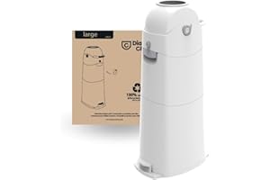 DIAPER CHAMP Large – Poubelle à couches anti-odeurs, grande capacité 70 couches, sacs classiques, jumeaux, crèches, micro-crèches, assistantes maternelles, Sans cassettes de recharge - Blanc