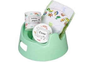 Heless 806 - Set di 4 pentole per Bambole, con Accessori per la Cura delle Bambole, Colore Menta, Ideale per Gite e Vacanze con la Bambola