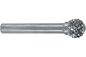 RUKO Tungsten Carbide Rotary Burr with Cross Teething, D Ball Type (KUD) Shape, Bright Finish, 8.0 mm Diameter, 47 mm Length, R116042