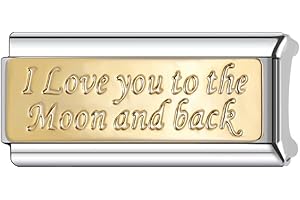 Mon & Sons Mum Dad Family Friend Rose Gold 18K Superlink Long Double Size Width Love Birthday 9mm Italian Link Charm Compatible With 9mm Bead Bracelet Womens