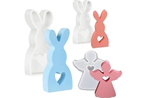 DONGZQAN 3D Osterhase Silikonform Kerzenhalter, Gießform Engel Silikon Kerzenform, Kaninchen Gießformen Silikon, Silikonform Ostern, 3D Kreative Silikonform für Kerzenherstellung (3 Stück)