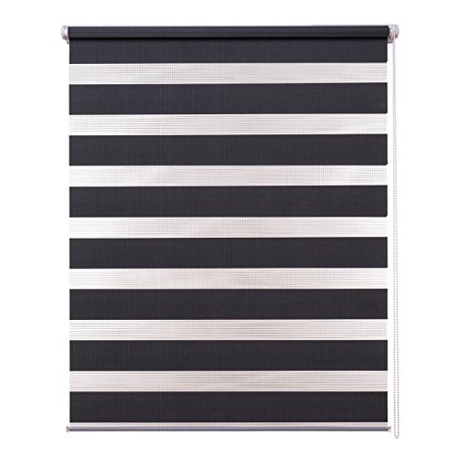 Doppelrollo verspannt anthrazit / Duorollo Rollo Klemmfix inkl Klemmträger: 40×150 (Gesamtbreite X Höhe in cm) / weitere Größen: 40 / 50 / 60 / 70 / 80 / 90 / 100 / 110 x 150 oder 210 cm - 2