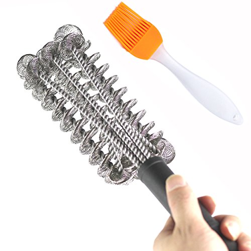 GAINWELL spiralförmige Grillbürste aus sicherem Metall – 3 Bürsten in 1