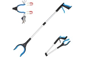 TAIHE Greifzange für Senioren, Faltbare Greifer, Aluminium Müllzange mit Magnetspitzen und Drehbarer Kopf, Müllgreifer für die Müllabfuhr, Abfallsammlung (Blau)