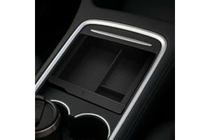 TUDIA Center Console Organizer Tray Designed for Tesla Model 3 (2021-2023) / Model Y (2021-2024) [Not Compatible with Model 3 2024/2025] Smooth Slide Silicone Interior Storage Accessories (Black)