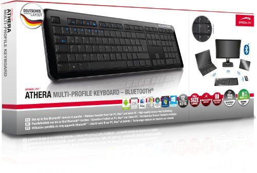 Speedlink Athera Bluetooth Tastatur (bis zu 5 Geräte über BT gleichzeitig nutzbar, Vollformat-Tastenfeld inklusive Pfeil- und Ziffernblock) schwarz - 4