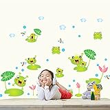 Estanque de Loto de Ranas de Dibujos Animados Pegatinas de Pared Calcomanías de Pared...