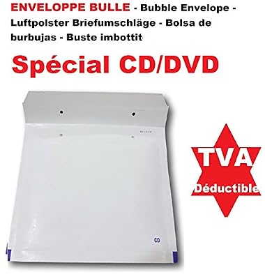 UNIVERS GRAPHIQUE 100 Enveloppes a Bulles blanche PRO SPÉCIAL CD DVD 180 x 165 mm (dimension pochette intérieure) type CD enveloppe matelassé Format spécial CD / DVD blanc 200 x 185 + 50 mm idéal comme pochette protection pour envoi d’objet CD, DVD…
