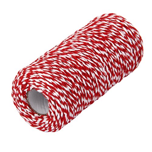 100m Wickeln Geschenk Baumwollseil Band Schnur Seil Schnur String Rot, Weiss - 3