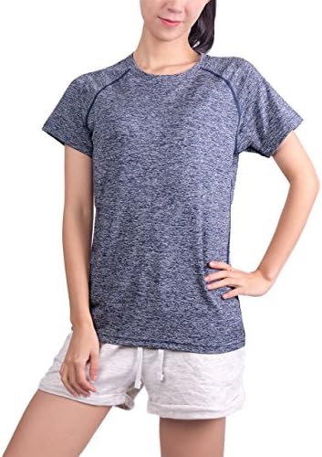 Thabit Women's Short Sleeve T-Shirt, Athleisure Tops for Gym and Running (X-Large, Navy)