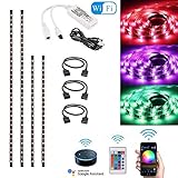 WIFI Smart App Kontrolle 16 Millionen Farben LED-Streifen. Unterstützt die Sprachsteuerung von Amazon Alexa und Google Home. Sie können Ihre Lichter von überall und jederzeit mit Ihrem Smartphone steuern.