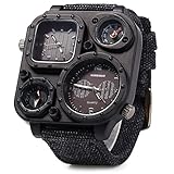 PIXNOR SHIWEIBAO Zwei Zeitzonen Sport-Armbanduhr Herren Analog Quarz Armbanduhr mit Kompass