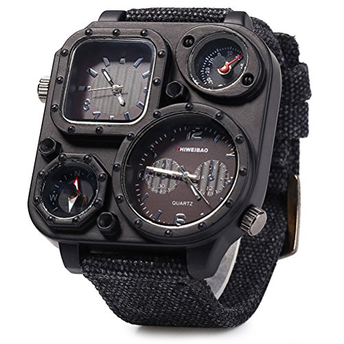 PIXNOR SHIWEIBAO Zwei Zeitzonen Sport-Armbanduhr Herren Analog Quarz Armbanduhr mit Kompass PIXNOR SHIWEIBAO Zwei Zeitzonen Sport-Armbanduhr Herren Analog Quarz Armbanduhr mit Kompass