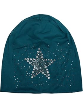 styleBREAKER Beanie Mütze mit Stern Nieten und Strass Applikation, Lochnieten, Unisex 04024049