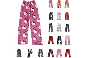 GENERISCH Pyjama Hose Damen Mädchen Kinder Schlafanzug Flanell Lang Casual Bequeme Frauen Schlafanzughosen Cute Kawaii Y2K Cartoon Anime Pyjamas Schlafhose Hosen Weich Sommer Weihnachten Halloween Herbst-Winter