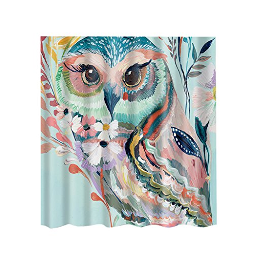 MagiDeal Schimmelresistenter Wasserabweisender Stoff-Duschvorhang 180 x 180cm, Tier Muster - Eule, 180 x 180 cm