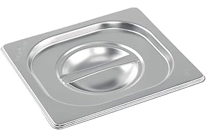 Vogue Stainless Steel 1/6 Gastronorm Pan Lid, Silver, Compatible with all Vogue 1/6 sized Gastronorm Trays (K992) | K993