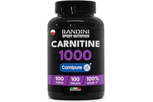 Bandini® L CARNITINE 1000-100 tabletek z Carnipure® (100 dawek, 100 dni) - Suplement diety na bazie winianu L-karnityny - Karnityna 1000 tabletek - Wegańskie - Wyprodukowano we Włoszech