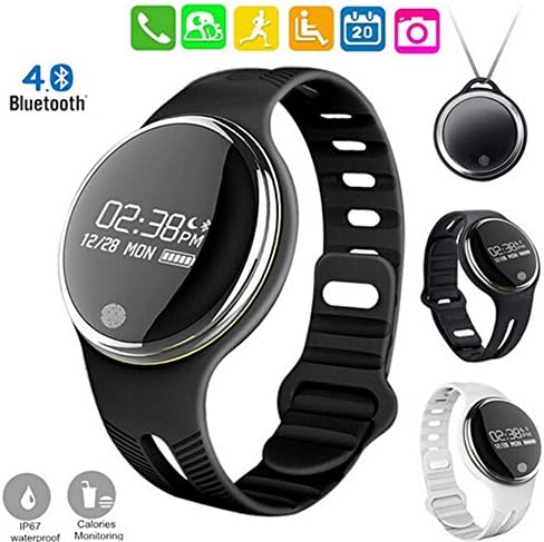 Fitness Activity Tracker Heart Rate Monitor Fitness Pedometer Touch Screen Control IP65 Waterproof for Android IOS Bluetooth Smart Watch , Black