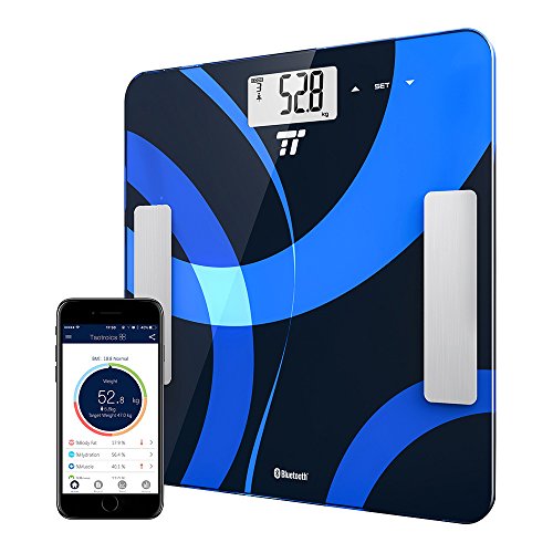 Preisvergleich Produktbild Körperfettwaage TaoTronics Personenwaage Gewichtswaage Digitale Körperwaage mit App-Anbindung zum Messen von Gewicht, BMI, Fett, Wasser, Muskeln, Knochenmasse, BMR & AMR